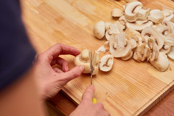 Fototapeta na wymiar mushrooms on the cutting board