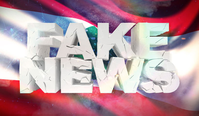 3D illustration of fake news concept with background flag of Lebanon.