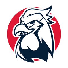 rooster head black and white mascot logo vector illustration