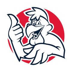 funny rooster black and white mascot logo vector illustration © VECTORVICTRORY