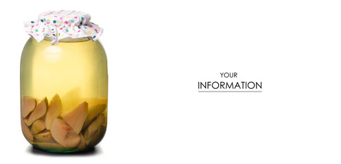 Compote pear jar pattern on white background isolation