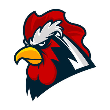 rooster head mascot logo vector illustration