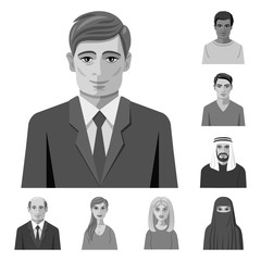 Isolated object of face and person sign. Collection of face and portrait vector icon for stock.
