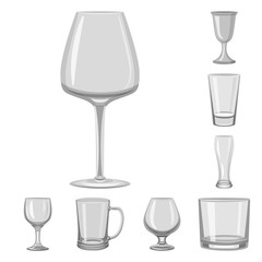 Vector design of capacity and glassware logo. Set of capacity and restaurant stock vector illustration.