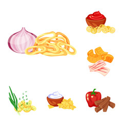 Vector design of food and product icon. Collection of food and party stock vector illustration.