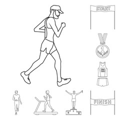 Isolated object of exercise and sprinter  logo. Set of exercise and marathon vector icon for stock.