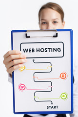 Business, technology, internet and networking concept. Young entrepreneur showing keyword: Web...