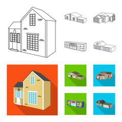Vector illustration of facade and housing logo. Set of facade and infrastructure vector icon for stock.