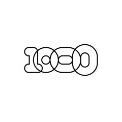 One thousand, mono line. Four rounded figures.