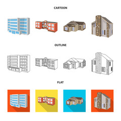 Vector illustration of facade and housing icon. Set of facade and infrastructure vector icon for stock.