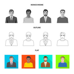 Fototapeta premium Vector design of hairstyle and profession symbol. Set of hairstyle and character stock vector illustration.
