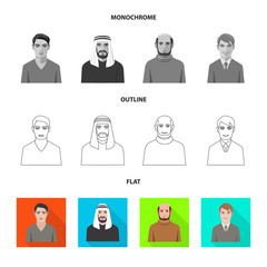 Vector design of hairstyle and profession  logo. Set of hairstyle and character  stock symbol for web.