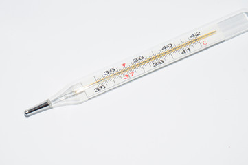 Thermometer on a white background. Concept health seasonal illness flu