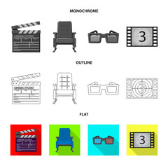 Isolated object of television and filming symbol. Set of television and viewing stock symbol for web.