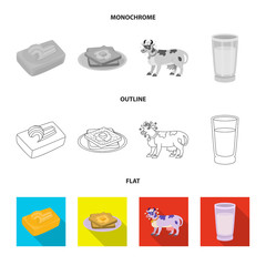 Isolated object of creamy and product symbol. Collection of creamy and farm stock vector illustration.