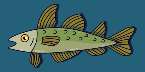 Codfish vector icon illustration