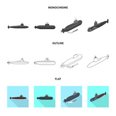 Vector design of war  and ship icon. Collection of war  and fleet stock symbol for web.