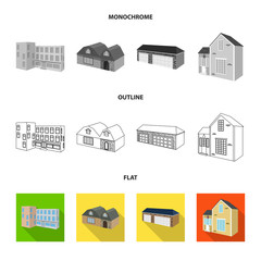 Vector illustration of facade and housing sign. Collection of facade and infrastructure vector icon for stock.