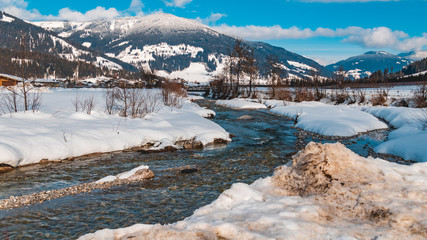 Beautiful alpine winter view at Flachau-Salzburg-Austria