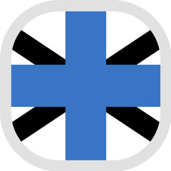 Icon square shape with Flag on white background