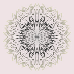 Fashion Design Print With Floral Mandala Ornament. Vector Illustration. Oriental Pattern. Indian, Moroccan, Mystic, Ottoman Motifs. Anti-Stress Therapy Pattern. Beige pastel color