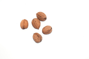walnuts on a white background isolated macro