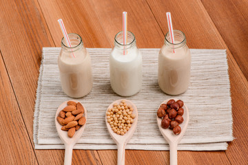 Assorted homemade vegan milk