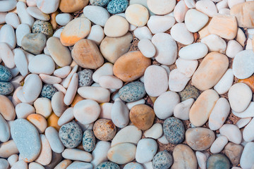 Colorful pebble texture. Zen nature background concept. Inspirational, calmness and relaxing nature concept