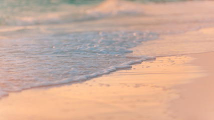 Soft sunset waves, calm nature beach background