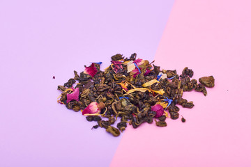 Dried Green tea with flower petals