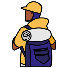 adventurous man with travelbag