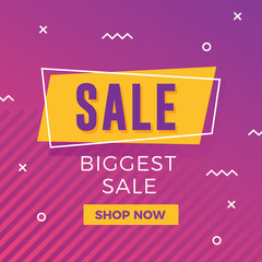 Sale banner with memphis design