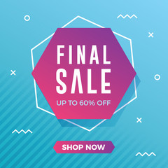 Final sale banner with modern blue memphis background