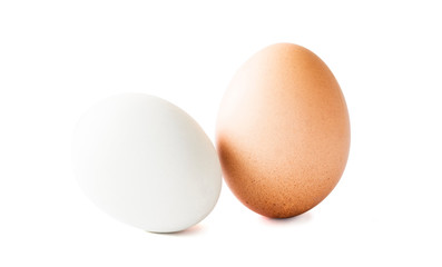 Isolated of chicken egg and duck egg on white background.-Image.