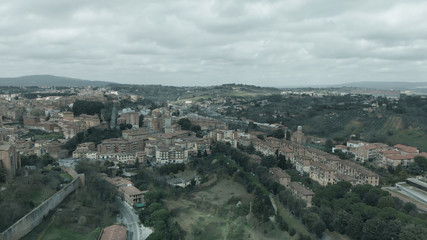 Fototapeta na wymiar Amazing aerial view of Siena medieval skyline, Tuscany.