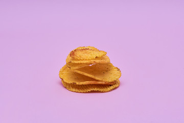 Stack of delicious potato chips