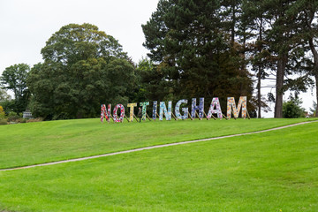 Fototapeta na wymiar Colourful Nottingham sign