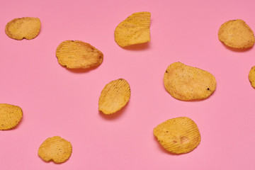 crispy potato chips snack texture background