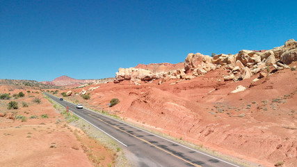 Capitol Reef National Park, Utah. Aerial view at sunset