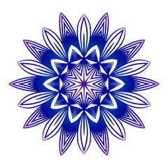 Ethnic Ornamental Mandala. Decorative Design Element. Vector Illustration. Purple blue gradient
