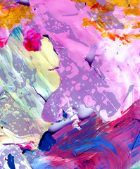 Obraz na płótnie Canvas Dried pigment acrylic color blocks. Multicolored abstract art background.
