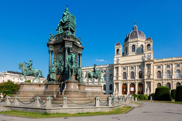 Fototapeta na wymiar Austria, Vienna, view of Natural History Museum, Maria Theresa monument and Garden