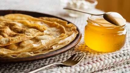 Thin Fried Pancakes in a Plate