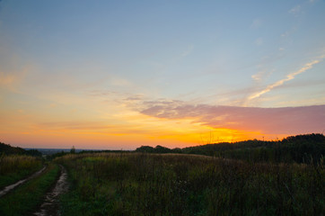 sunset over the field