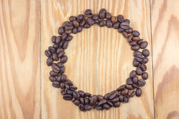 Coffee on grunge wooden background. coffee beans