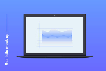 Realistic mock up laptop with graph