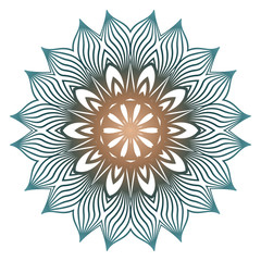 Mandala Pattern. Traditional Indian Mandala. Orient Tribal Circle Sign Illustration. Vector Illustration. Brown green pastel color