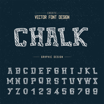 Chalk cartoon font and alphabet vector, Typeface and number design, Graphic text on grunge background
