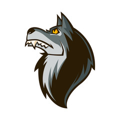 angry wolf head illustration mascot esports logo