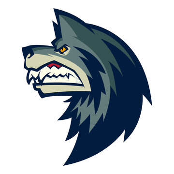 angry wolf head illustration mascot esports logo